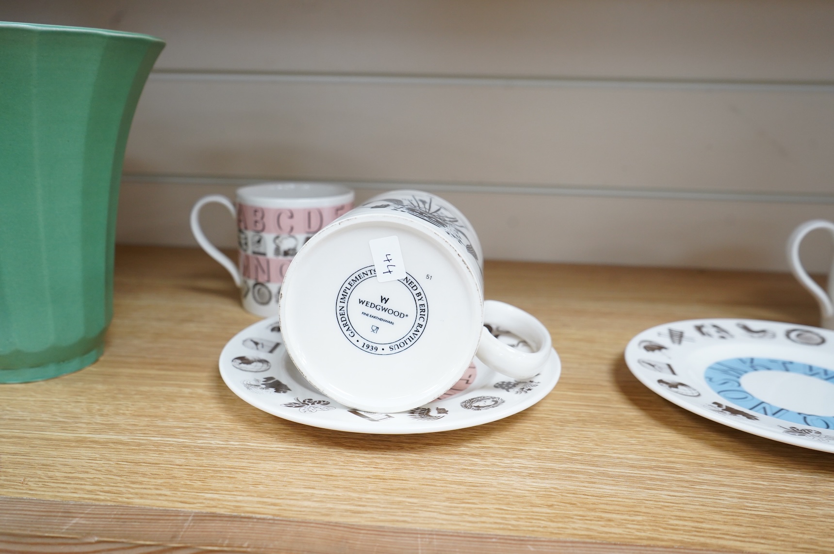 Eric Ravilious for Wedgwood - alphabet mug and plate reissues and a garden implements mug